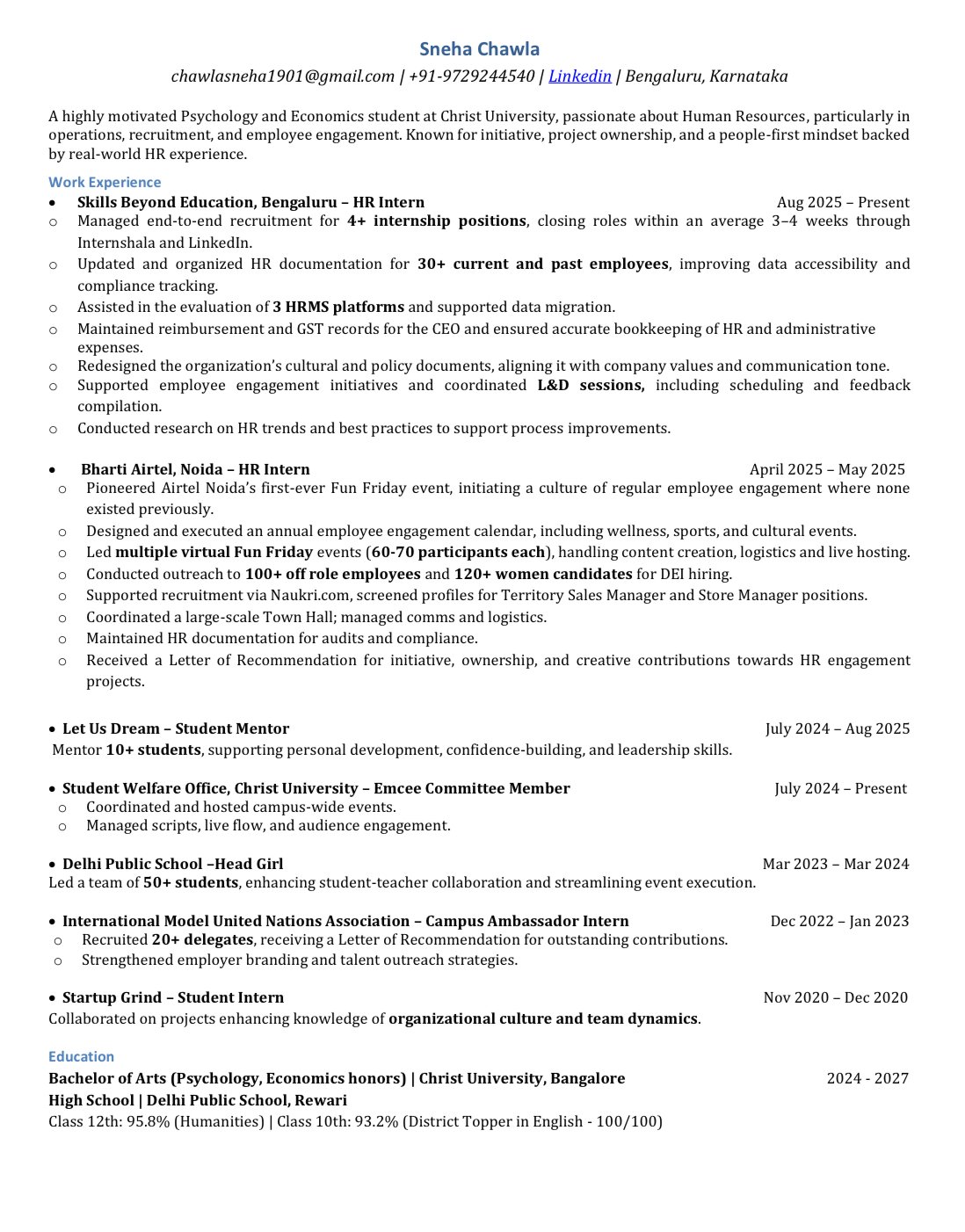 Looking for HR Internship 