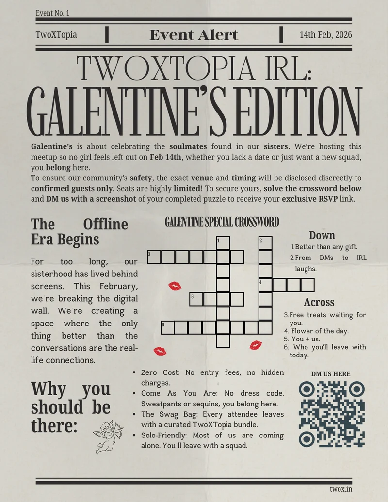 TwoXTopia IRL - Galentine's Edition for 14th Feb, 2026